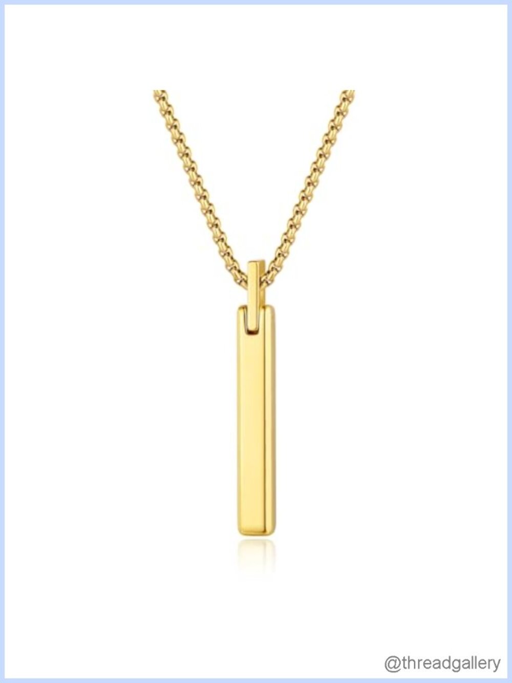Tungsten Steel Bar Necklace 18K Gold Plated Pendant for Men